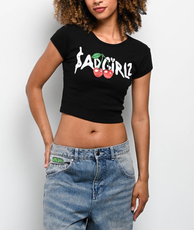 $AD GIRLZ By Junior H Cherry Black T-Shirt