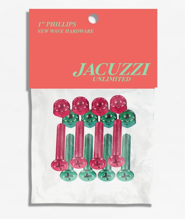Jacuzzi New Wave Salmon & Mint 1" Skateboard Hardware - Jacuzzi