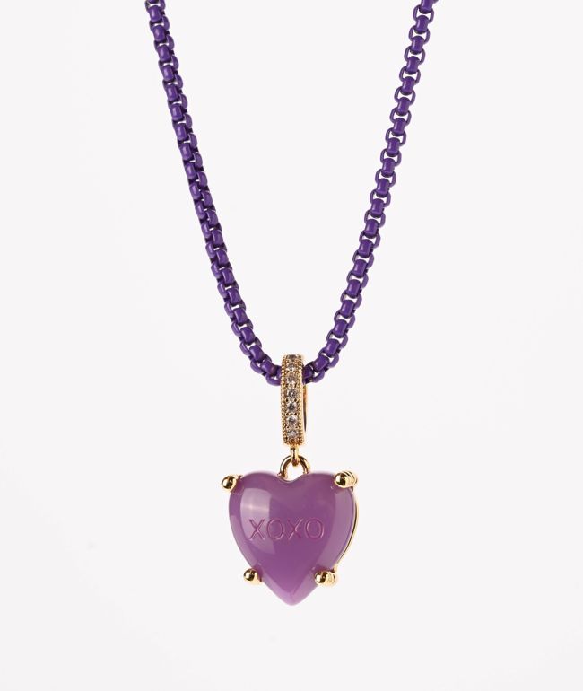 Color Trip Candy Heart Purple Necklace - Color Trip