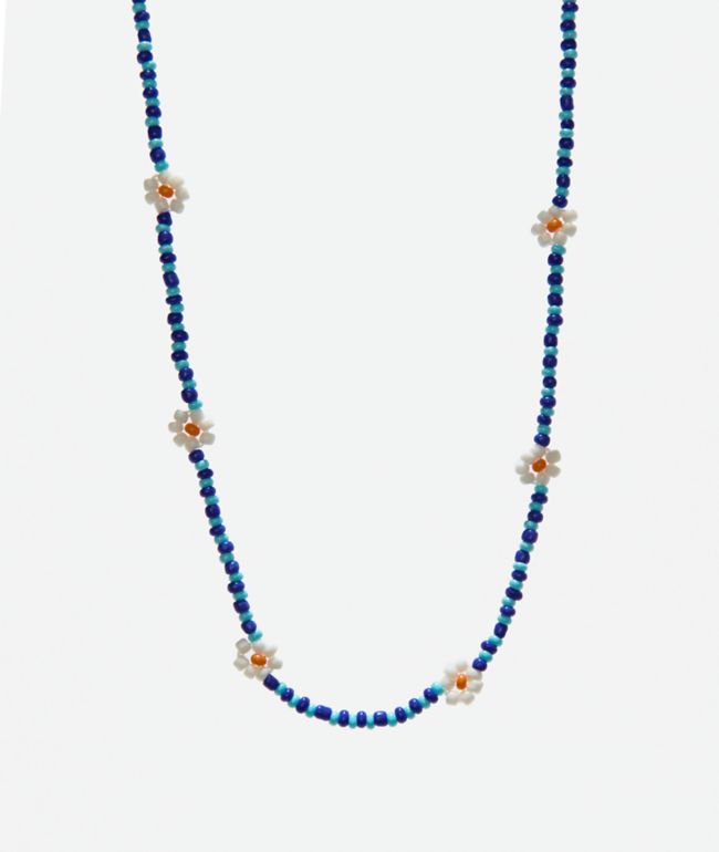 Color Trip Daisy Blue Bead Choker Necklace - Color Trip