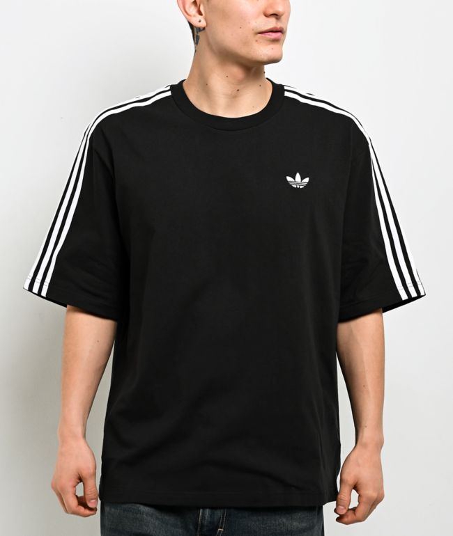 adidas Adicolor 3 Stripes Black Oversized T-Shirt - adidas