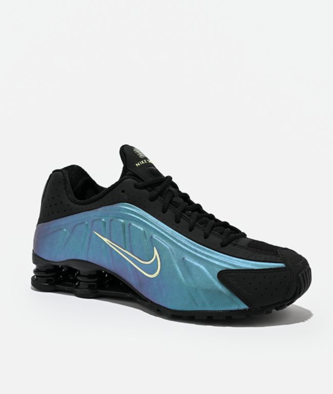 Nike Shox R4 Black, Sapphire & Liquid Lime Shoes - Nike