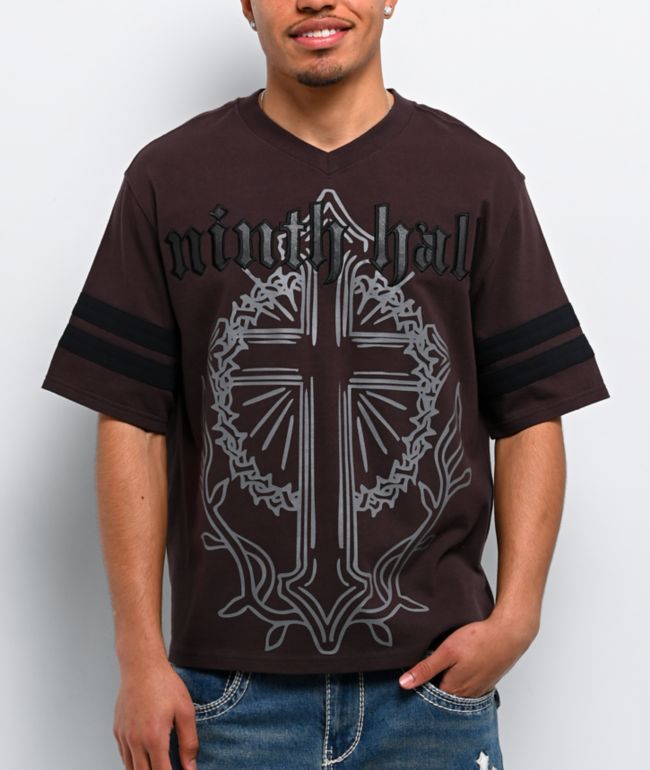 Ninth Hall Street Team Jersey Brown V-Neck T-Shirt - Ninth Hall