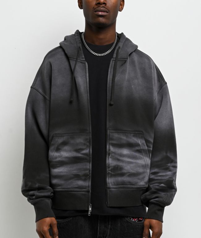 Ninth Hall Fundamentals Whisker Ash Wash Cropped Zip Hoodie | Zumiez