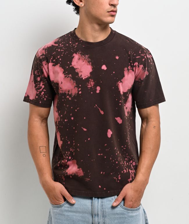Ninth Hall Fundamentals Bleach Dye Brown Wash Boxy T-Shirt - Ninth Hall Fundamentals