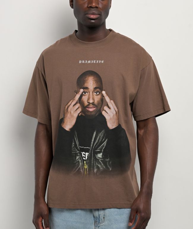 Primitive x Tupac Icon Brown T-Shirt | Zumiez