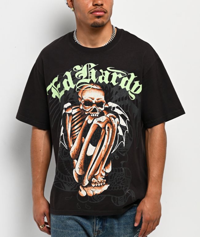 Ed Hardy Japan Wolf Vintage Black T-Shirt | Zumiez