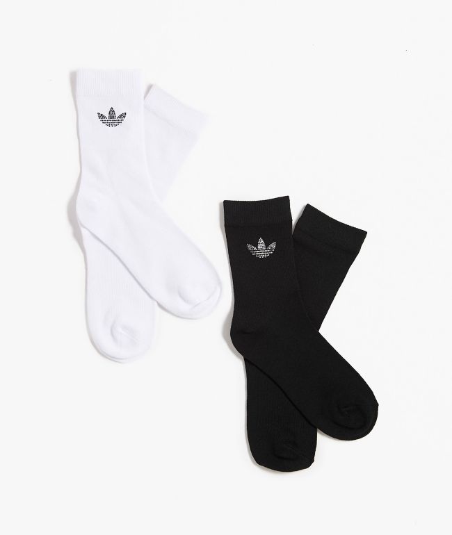 adidas Rhinestone 2 Pack Black & White Ankle Socks - adidas