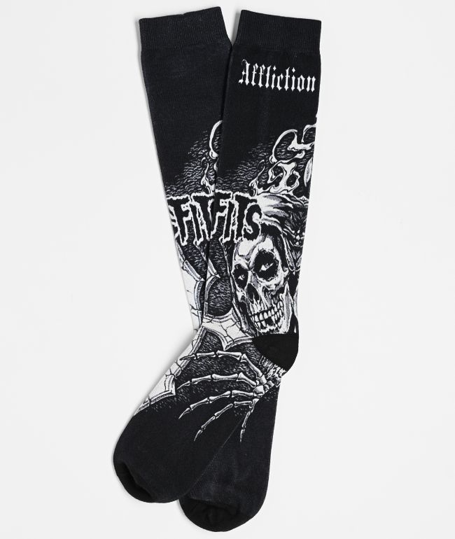 Affliction x Misfits Wings Black Crew Socks - Affliction