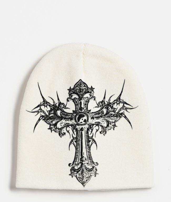 WHADAFUNK Cross Black Skully Beanie | Zumiez