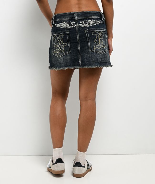 Ninth Hall Alyssia Spears Dark Blue Wash Cutoff Mini Skirt - Ninth Hall