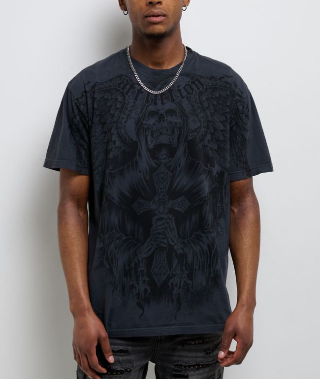 Affliction Nightmare Charcoal Wash T-Shirt - Affliction
