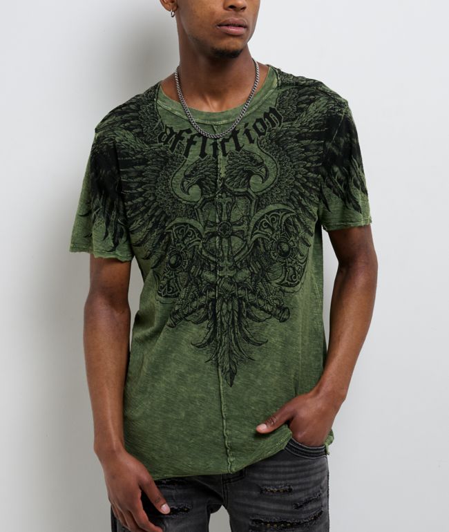 Affliction Alpha Strike Green Wash T-Shirt - Affliction