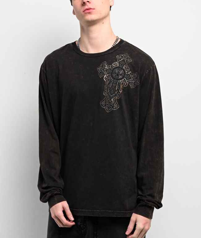 Affliction Dakota Hills Brown Long Sleeve T-Shirt - Affliction