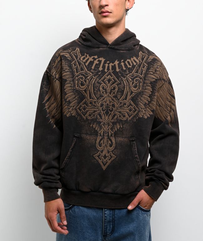 Affliction Eternal Throne Brown Wash Hoodie - Affliction