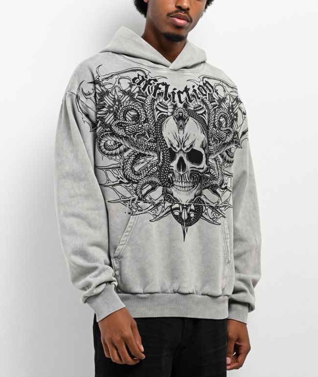 Affliction Deadly Grey Wash Hoodie - Affliction