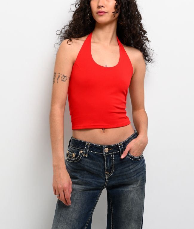 Freeworld Clover Flame Scarlet Halter Top - Freeworld
