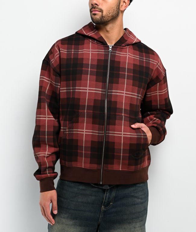 DGK Brickyard Red Plaid Zip Hoodie - DGK
