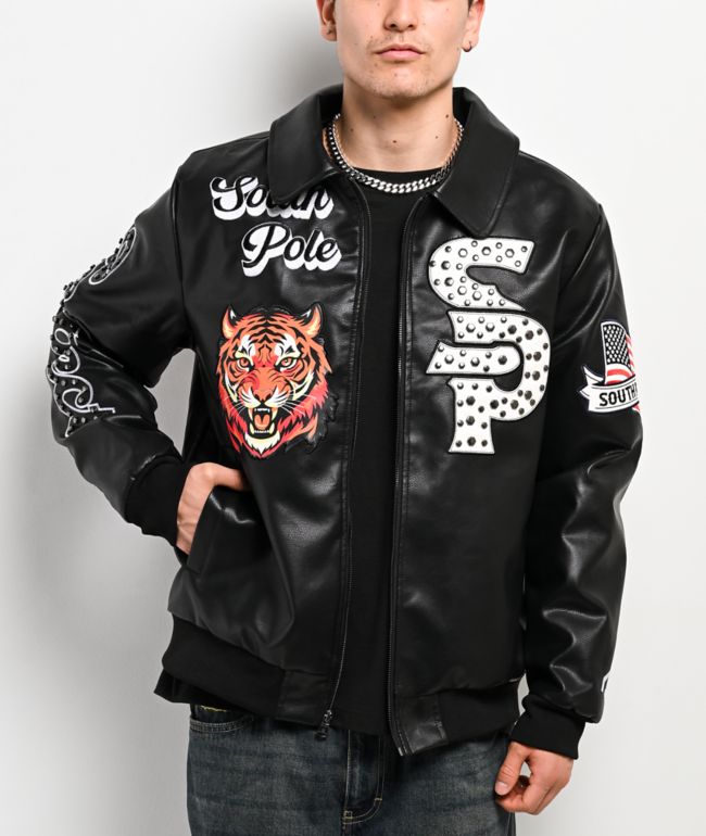 Southpole Stud Tiger Black Bomber Jacket | Zumiez