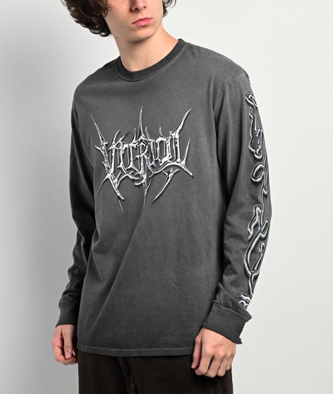 Vitriol Eye On Me Grey Wash Long Sleeve T-Shirt - Vitriol