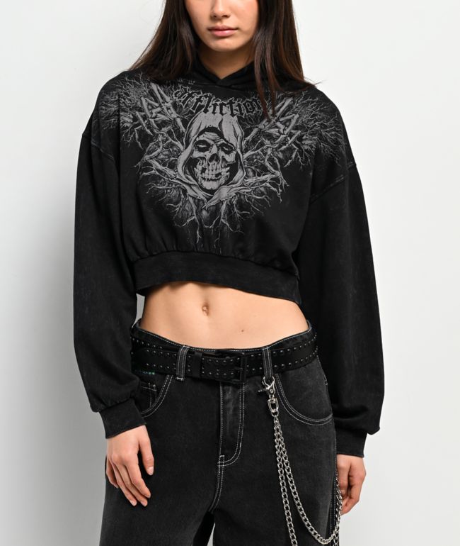 Affliction x Misfits Reaper Black Crop Hoodie - Affliction
