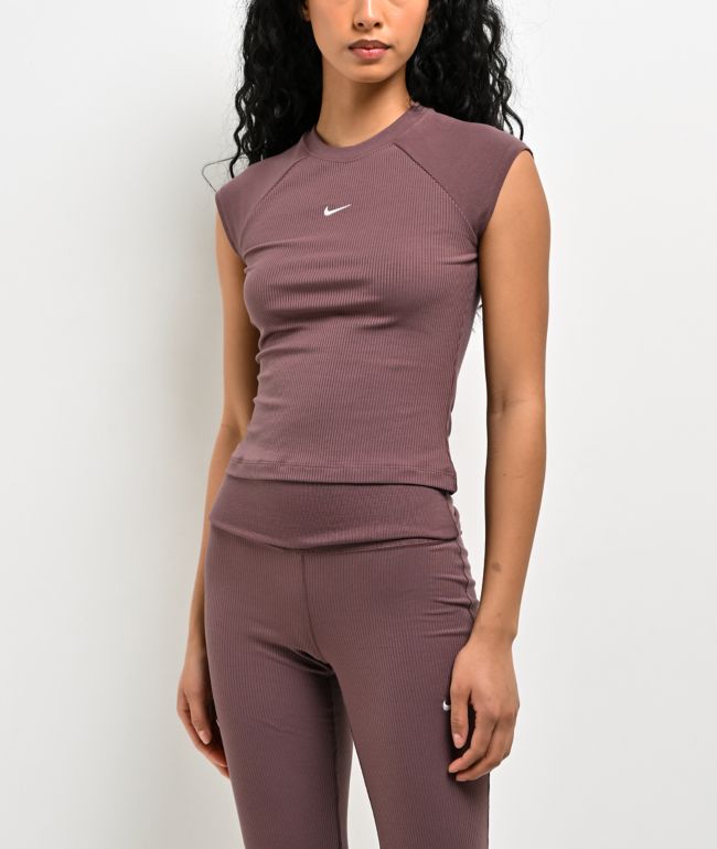 Nike Sportswear Chill Knit Ribbed Tattoo Brown T-Shirt - Nike