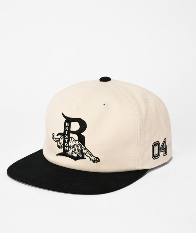 Brixton Predator Off White & Black Snapback Hat - Brixton