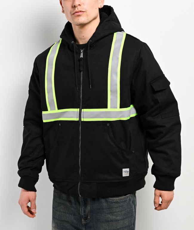 Bass Creek Outfitters Reflective Black Canvas & Sherpa Hooded Jacket - 