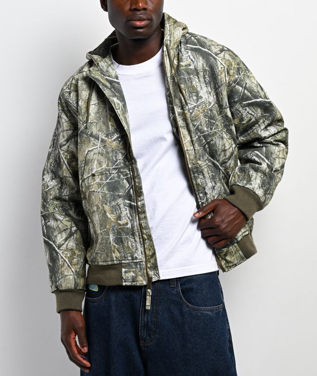Bass Creek Outfitters Sherpa Camo Canvas Hooded Jacket - 