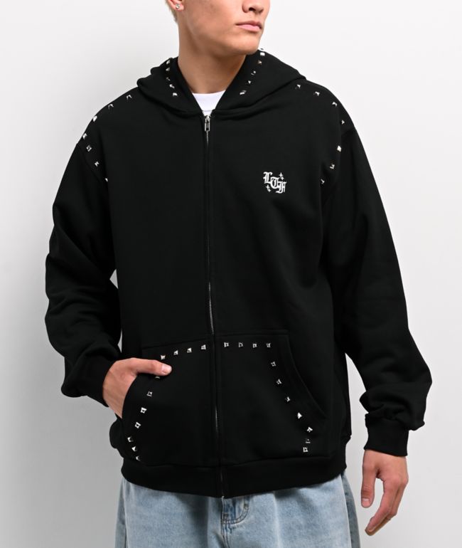Learn To Forget Punk Stud Black Zip Hoodie - LTF