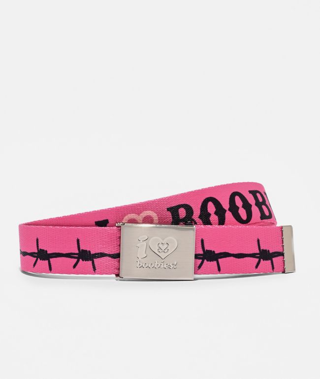 Keep A Breast Foundation I Heart Boobies Barbed Pink Web Belt - Keep A Breast Foundation