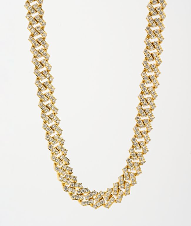 The Gold Gods Straight Edge Diamond & Gold Cuban Chain Necklace - The Gold Gods