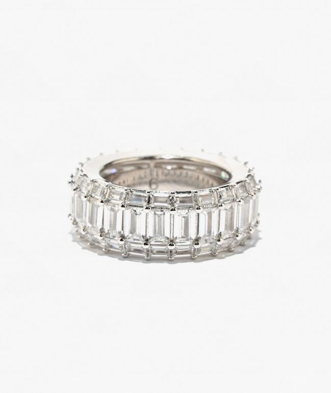 The Gold Gods Vermeil Diamond Baguette Eternity White Gold Ring - The Gold Gods