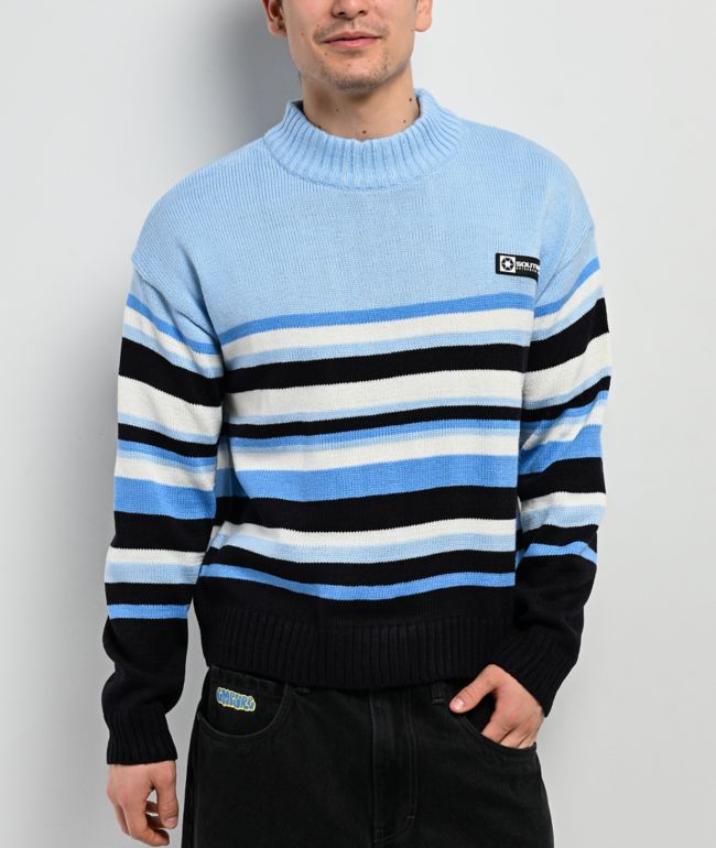 Southpole Blue, Black & White Stripe Sweater - Southpole