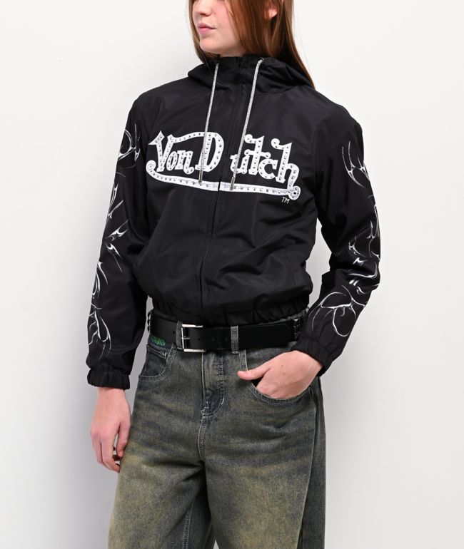Von Dutch Taslon Crystal Black Windbreaker Zip Jacket - Von Dutch