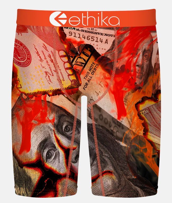 Ethika Burnin Hundreds Orange Boxer Briefs - Ethika