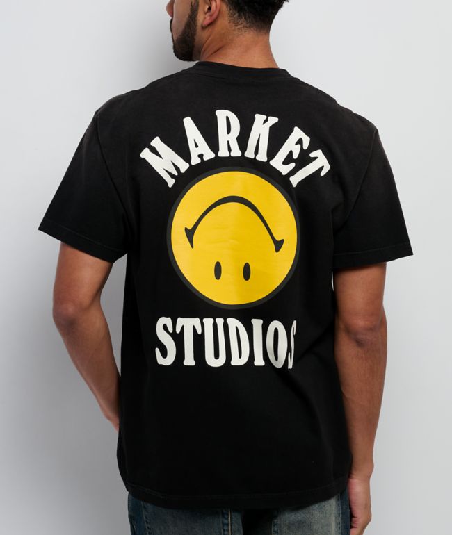 Market Studios Smiley Lockup Jet Set Black T-Shirt - Market Studios