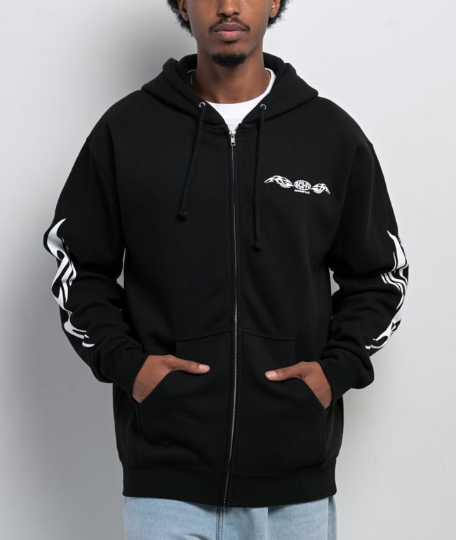 Welcome Duality Black Wash Crop Zip Hoodie | Zumiez