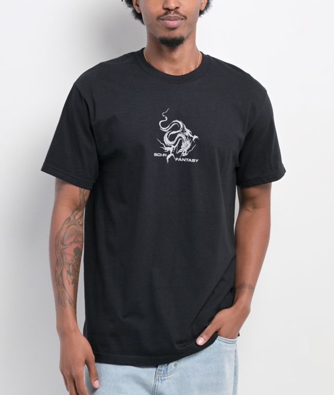 Sci-Fi Fantasy Dragon Black T-Shirt - Sci-fi Fantasy