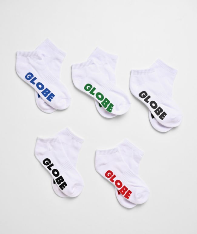 Globe Stealth 5 Pack White Ankle Socks - Globe