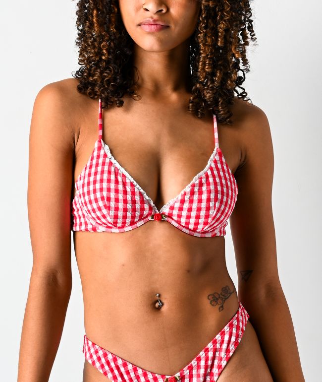 Carmen Red Gingham Underwire Bikini Top - DAMSEL