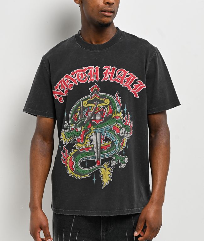 Ninth Hall Wildstyle Dragon Black Wash T-Shirt | Zumiez