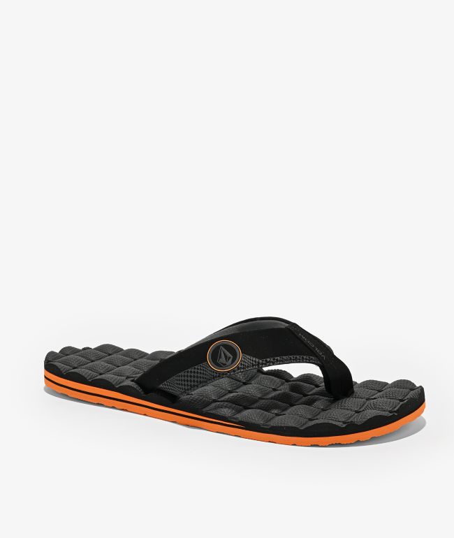 Volcom Recliner Black & Flash Orange Sandals - Volcom