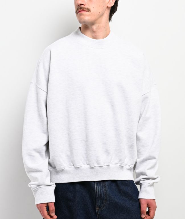 Shaka Wear Heather White Crop Crewneck Sweatshirt - Shaka Wear