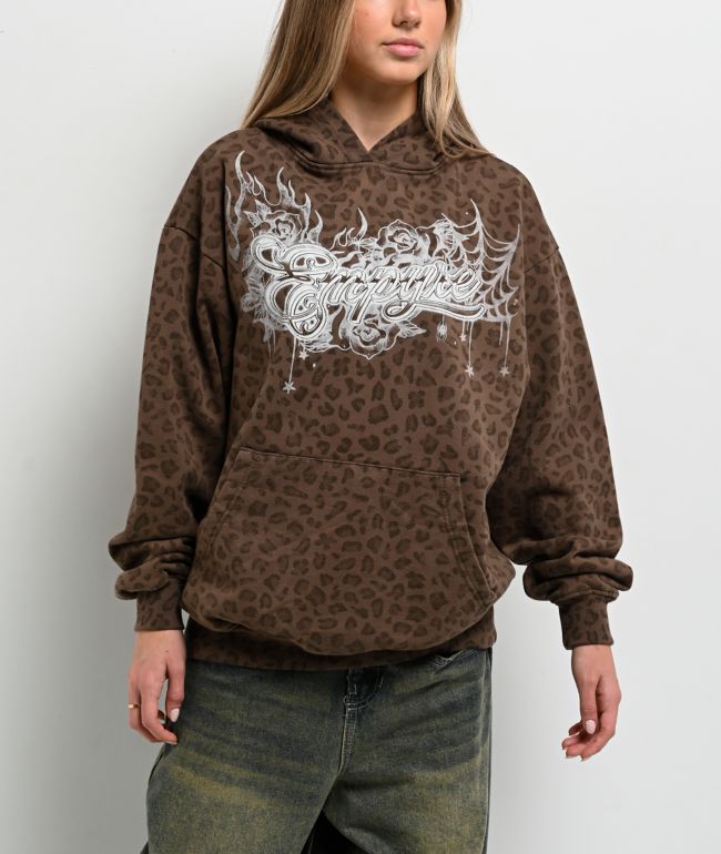 Empyre Love Kills Brown Wash Leopard Hoodie - Empyre