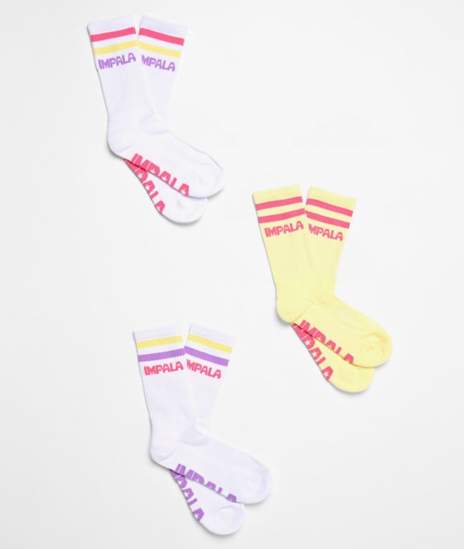 Impala Stripe 3 Pack Crew Socks - Impala Rollerskates