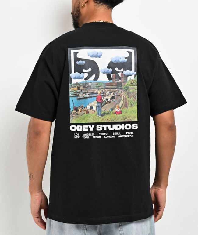 Obey Sky Face Black Heavyweight T-Shirt - Obey