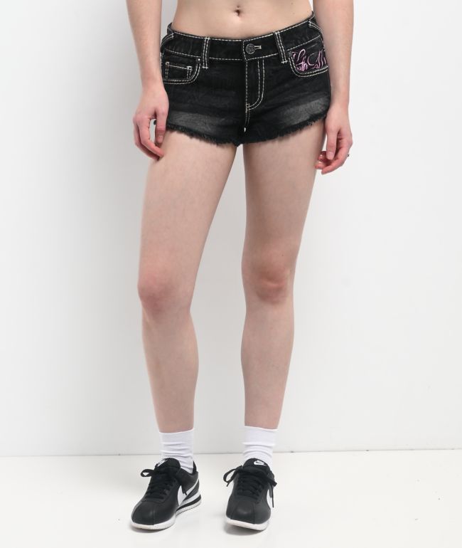 Ninth Hall Amiyah Lil Shorty Teen Spirit Black Wash Denim Shorts - Ninth Hall