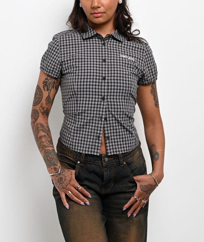 Empyre Alana Plaid Brown Button Up Shirt - Empyre