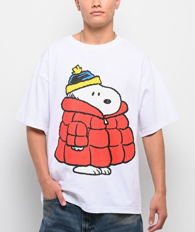 Peanuts Snoopy Puffer White T-Shirt - 